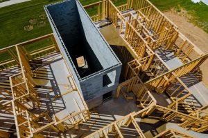 Framing of a house on new home construction